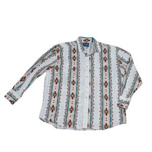Vintage Wrangler Western Shirt Southwestern Cowboy Aztec Mens XXL Rodeo Formal